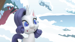 Size: 1920x1080 | Tagged: safe, screencap, rarity, pony, unicorn, g4, g4.5, my little pony: stop motion short, snow pony contest (short), cringing, cute, snow, solo