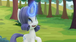 Size: 1920x1080 | Tagged: safe, screencap, rarity, pony, unicorn, g4, g4.5, gem of a problem, my little pony: stop motion short, cute, magic, magic aura, smiling, solo