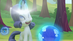 Size: 1920x1080 | Tagged: safe, screencap, rarity, pony, unicorn, g4, g4.5, gem of a problem, my little pony: stop motion short, cute, magic, magic aura, smiling, solo