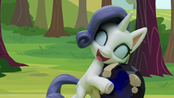 Size: 1920x1080 | Tagged: safe, screencap, rarity, pony, unicorn, g4.5, gem of a problem, my little pony: stop motion short, bipedal, cute, euphoric, female, funny, hug, mare, solo