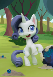 Size: 744x1080 | Tagged: safe, screencap, rarity, pony, unicorn, g4.5, gem of a problem, my little pony: stop motion short, bipedal, cropped, cute, female, mare, rearing, smiling, solo