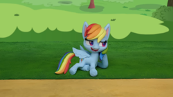 Size: 1920x1080 | Tagged: safe, screencap, rainbow dash, pony, g4.5, my little pony: stop motion short, the great race (short), cute, smug, solo