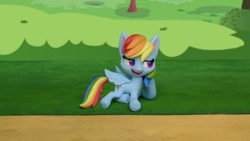 Size: 1920x1080 | Tagged: safe, screencap, rainbow dash, pony, g4, g4.5, my little pony: stop motion short, the great race (short), cute, smug, solo