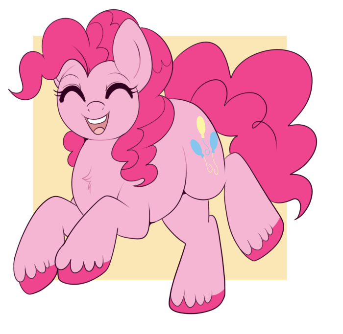 [artist:lulubell,cute,earth pony,eyes closed,female,happy,mare,open mouth,pinkie pie,pony,prancing,safe,solo,unshorn fetlocks,diapinkes,smiling,open smile]