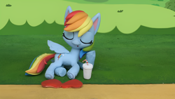 Size: 1920x1080 | Tagged: safe, edit, edited screencap, screencap, rainbow dash, pegasus, pony, g4, g4.5, my little pony: stop motion short, the great race (short), cute, sleeping, solo