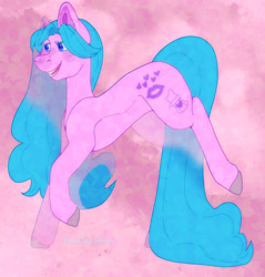 Size: 1500x1567 | Tagged: safe, artist:ponyaday, happy hugs, earth pony, pony, g1, female, mare, raised hoof, raised leg, solo, tail