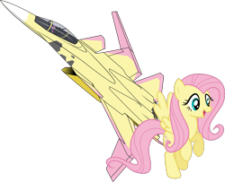 Size: 2459x2000 | Tagged: safe, artist:rarity3257, fluttershy, pegasus, pony, g4, ace combat, ace combat 7, female, flying, high res, jet, jet fighter, mare, simple background, smiling, solo, transparent background, vector, x-02 wyvern
