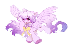 Size: 2393x1593 | Tagged: safe, artist:swaybat, oc, oc only, oc:kamina morna, pegasus, pony, female, simple background, solo, tongue out, white background, wings