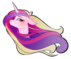 Size: 1228x1020 | Tagged: safe, artist:symphstudio, princess cadance, alicorn, pony, g4, bust, female, floppy ears, looking at you, mare, portrait, simple background, smiling, solo, white background, windswept mane