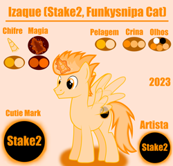 Size: 2304x2215 | Tagged: safe, artist:stake2, oc, oc only, oc:izaque (stake2 - funkysnipa cat), alicorn, pony, g4, 2023, alicorn oc, brazil, high res, horn, male, portuguese, reference sheet, solo, stallion, wings