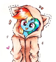 Size: 1669x1860 | Tagged: safe, artist:liaaqila, rainbow dash, pegasus, pony, g4, :p, clothes, coat, cute, dashabetes, emanata, eyebrows, eyebrows visible through hair, female, liaaqila is trying to murder us, liaaqila is trying to murder us with dashabetes, looking at you, mare, multicolored hair, rainbow hair, simple background, solo, sweet dreams fuel, tongue out, traditional art, white background
