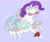 Size: 2600x2200 | Tagged: safe, artist:i-am-cholera, rarity, crab, g4, commission, decorator crab, female, glasses, high res, horn, pincushion, purple background, simple background, solo, species swap, wat