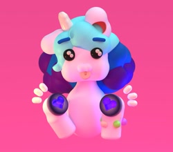 Size: 1129x992 | Tagged: safe, artist:i-am-cholera, izzy moonbow, pony, unicorn, g5, 3d, bracelet, female, jewelry, mare, pink background, simple background, solo, tongue out