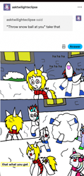 Size: 930x1949 | Tagged: safe, artist:ask-luciavampire, oc, alicorn, pony, undead, vampire, vampony, ask, snow, snowball, snowball fight, tumblr