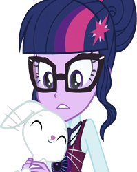 Size: 2003x2520 | Tagged: safe, edit, edited screencap, editor:mrtoonlover83, screencap, angel bunny, sci-twi, twilight sparkle, human, rabbit, equestria girls, g4, animal, background removed, female, high res, male, not a vector, simple background, transparent background