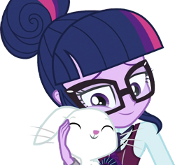 Size: 2671x2520 | Tagged: safe, edit, edited screencap, editor:mrtoonlover83, screencap, angel bunny, sci-twi, twilight sparkle, human, rabbit, equestria girls, g4, animal, background removed, female, high res, male, not a vector, simple background, transparent background