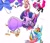 Size: 2048x1741 | Tagged: safe, artist:petaltwinkle, applejack, fluttershy, pinkie pie, rainbow dash, rarity, spike, twilight sparkle, alicorn, doll pony, dragon, earth pony, hagwarders, object pony, original species, pegasus, pony, toy pony, unicorn, g4, animate object, balloon, bubble (tadc), caine (tadc), cane, clothes, crossover, doll, dress, female, gangle, grin, gritted teeth, hat, hoof hold, hooves behind head, jax (tadc), jester, jester hat, jester outfit, kinger, living doll, living toy, mane seven, mane six, mare, mask, modular, overalls, pomni, ragatha, ragdoll, ribbon, robes, simple background, smiling, teeth, the amazing digital circus, top hat, toy, twilight sparkle (alicorn), underhoof, white background, winged spike, wings, zolo-toy, zooble