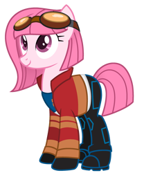 Size: 2017x2421 | Tagged: safe, artist:muhammad yunus, oc, oc only, oc:annisa trihapsari, earth pony, pony, series:the guardian of leadership, g4, base used, clothes, cosplay, costume, crossover, cute, earth pony oc, female, generator rex, gloves, goggles, high res, jacket, mare, ocbetes, pants, rex salazar, shoes, simple background, smiling, solo, transparent background