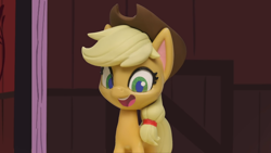 Size: 1920x1080 | Tagged: safe, screencap, applejack, earth pony, pony, g4.5, my little pony: stop motion short, pie assembly line (short), cute, female, mare, smiling, solo