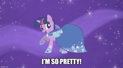 Size: 888x499 | Tagged: safe, edit, edited screencap, screencap, twilight sparkle, unicorn, g4, suited for success, beautiful, captain obvious, caption, clothes, cute, dress, gala dress, image macro, imgflip, impact font, text, truth, twiabetes, twilight sparkle's first gala dress, unicorn twilight