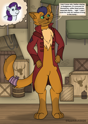 Size: 1614x2283 | Tagged: safe, artist:sparkbolt3020, capper dapperpaws, rarity, abyssinian, human, g4, abyssinian to human, comic, commission, dialogue, humanized, implied capperity, klugetown, mind control, pre-transformation, reality shift, thought bubble, transformation, transformation sequence