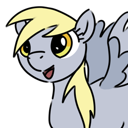 Size: 2048x2048 | Tagged: artist needed, source needed, safe, derpy hooves, pegasus, g4, :d, cute, digital art, eyelashes, female, happy, high res, mare, open mouth, open smile, simple background, smiling, solo, spread wings, white background, wings, yellow eyes, yellow mane