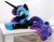 Size: 2259x1784 | Tagged: safe, artist:lanacraft, nightmare moon, alicorn, g4, fluffy mane, helmet, irl, lying down, photo, plushie, slit pupils, small wings, solo, wings