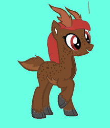 Size: 474x551 | Tagged: safe, artist:vanilla5751, oc, oc only, unnamed oc, deer, g4, antlers, blue background, cloven hooves, deer oc, non-pony oc, simple background, solo