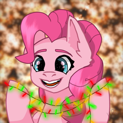 Size: 1280x1280 | Tagged: safe, artist:ritork, pinkie pie, earth pony, pony, g4, christmas, happy new year, holiday, merry christmas, solo