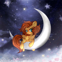 Size: 7360x7360 | Tagged: artist needed, source needed, safe, oc, oc only, oc:yuris, pegasus, pony, g4, base used, cloud, crescent moon, ears up, looking at you, lying down, moon, pegasus oc, prone, solo, stars, tangible heavenly object, trade