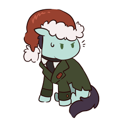 Size: 3000x3000 | Tagged: safe, oc, oc only, oc:verbose maxim, earth pony, pony, equestria at war mod, annoyed, christmas, clothes, cute, earth pony oc, hat, high res, holiday, santa hat, simple background, sitting, solo, transparent background, uniform