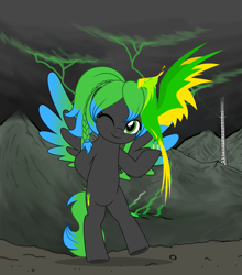 Size: 4839x5510 | Tagged: safe, artist:bear prime, artist:jhayarr23, edit, oc, oc only, oc:solar aura, balefire phoenix, pegasus, phoenix, pony, fallout equestria, bipedal, colored wings, commission, commissioner:solar aura, complex background, cute, gradient wings, pegasus oc, wings, your character here