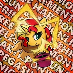 Size: 1000x1000 | Tagged: safe, artist:brella, sunset shimmer, g4, flower pot, magic, signature, solo, text