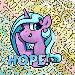 Size: 1000x1000 | Tagged: safe, artist:brella, radiant hope, crystal pony, g4, signature, solo, text