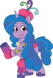 Size: 963x1400 | Tagged: safe, artist:prixy05, izzy moonbow, pony, unicorn, g5, my little pony: tell your tale, ponykind parade-emonium, spoiler:g5, spoiler:my little pony: tell your tale, spoiler:tyts01e45, bracelet, cute, female, friendship bracelet, hat, izzybetes, jewelry, mare, necklace, ponykind parade, simple background, smiling, solo, transparent background, vector