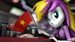 Size: 3840x2160 | Tagged: safe, artist:mrwithered, oc, oc only, oc:sprinkles, human, equestria girls, g4, 3d, cookie, equestria girls-ified, female, flag, food, high res, solo, vietnam