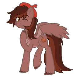 Size: 1200x1200 | Tagged: safe, artist:lindasaurie, derpibooru exclusive, oc, oc only, oc:autumn rosewood, pegasus, pony, 2024 community collab, derpibooru community collaboration, beret, colored lineart, eye clipping through hair, eyebrows, eyebrows visible through hair, hat, hoof on chest, looking at you, male, one eye closed, pale belly, partially open wings, pegasus oc, simple background, smiling, solo, stallion, three quarter view, transparent background, unshorn fetlocks, wings, wink, winking at you