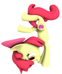 Size: 572x688 | Tagged: safe, artist:transparentjiggly64, apple bloom, earth pony, pony, g4, 3d, balancing, female, filly, foal, simple background, solo, transparent background, upside down