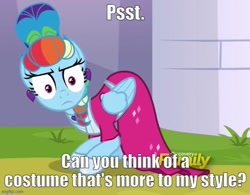 Size: 641x499 | Tagged: safe, edit, edited screencap, screencap, rainbow dash, g4, sparkle's seven, alternate hairstyle, bronybait, caption, clothes, dress, fashion disaster, image macro, imgflip, impact font, megaradash, text