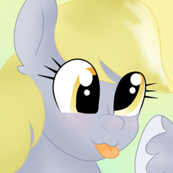 Size: 512x512 | Tagged: safe, artist:derpydbpony25, derpy hooves, pegasus, pony, g4, :3, :p, blushing, cute, derp, derpabetes, female, happy, hooves, mare, profile picture, silly, solo, tongue out, unshorn fetlocks