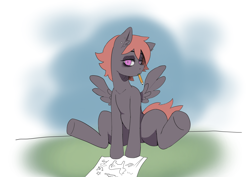 Size: 3508x2480 | Tagged: safe, artist:doofrabbit, oc, oc only, pegasus, pony, bags under eyes, colored, female, high res, mare, pencil, pencil in mouth, solo