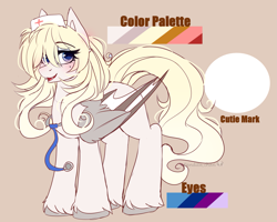 Size: 3455x2766 | Tagged: safe, artist:2pandita, oc, oc only, bat pony, pony, brown background, female, hat, high res, mare, nurse hat, reference sheet, simple background, solo