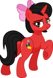 Size: 3244x4764 | Tagged: safe, artist:mickey1909, oc, oc only, oc:minnie motion, pony, unicorn, bow, butt, female, flank, hair bow, plot, simple background, solo, transparent background