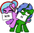 Size: 2097x2034 | Tagged: safe, alternate version, artist:sugar morning, oc, oc only, oc:omega(phosphorshy), oc:star beats, pegasus, unicorn, eyeroll, fangs, h, hairclip, high res, melodiphosphor, sign, silly, simple background, smiling, transparent background