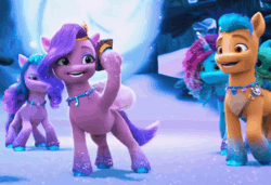 Size: 1152x788 | Tagged: safe, screencap, hitch trailblazer, izzy moonbow, misty brightdawn, pipp petals, sparky sparkeroni, dragon, earth pony, pegasus, pony, unicorn, g5, my little pony: make your mark, my little pony: make your mark chapter 6, secrets of starlight, spoiler:g5, spoiler:my little pony: make your mark, spoiler:my little pony: make your mark chapter 6, spoiler:mymc06e04, adorapipp, animated, cellphone, cute, dragons riding ponies, eyeshadow, gif, glitter, jewelry, makeup, male, necklace, phone, portal, pose, rebirth misty, riding, selfie, snow, sparkles, sparky riding hitch trailblazer, spread wings, stallion, wings, winter