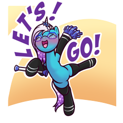 Size: 3000x3000 | Tagged: safe, artist:magician-horse, comet (g5), auroricorn, pony, g5, baton, bipedal, blushing, clothes, cometbetes, cute, femboy, glasses, happy, high res, male, male cheerleader, open mouth, open smile, pom pom, simple background, smiling, socks, solo, stallion, standing, standing on one leg, thigh highs, transparent background, yelling
