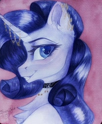 Size: 3032x3693 | Tagged: safe, artist:jsunlight, rarity, pony, unicorn, g4, high res, jewelry, solo, traditional art, watercolor painting