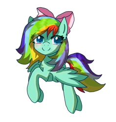 Size: 1177x1244 | Tagged: safe, artist:twilightsakura, oc, oc:emeraldbow, pegasus, pony, 2024 community collab, derpibooru community collaboration, bow, female, hair bow, looking at you, mare, pegasus oc, simple background, smiling, smiling at you, solo, spread wings, transparent background, wings