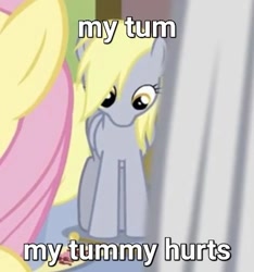 Size: 470x502 | Tagged: safe, edit, derpy hooves, pony, g4, caption, image macro, looking down, text