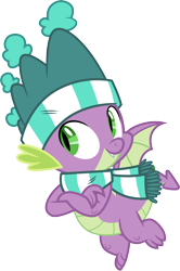 Size: 3000x4526 | Tagged: safe, artist:cloudy glow, spike, dragon, g4, my little pony best gift ever, .ai available, clothes, crossed arms, cute, hat, male, scarf, simple background, solo, spikabetes, striped scarf, transparent background, vector, winged spike, wings, winter hat, winter outfit